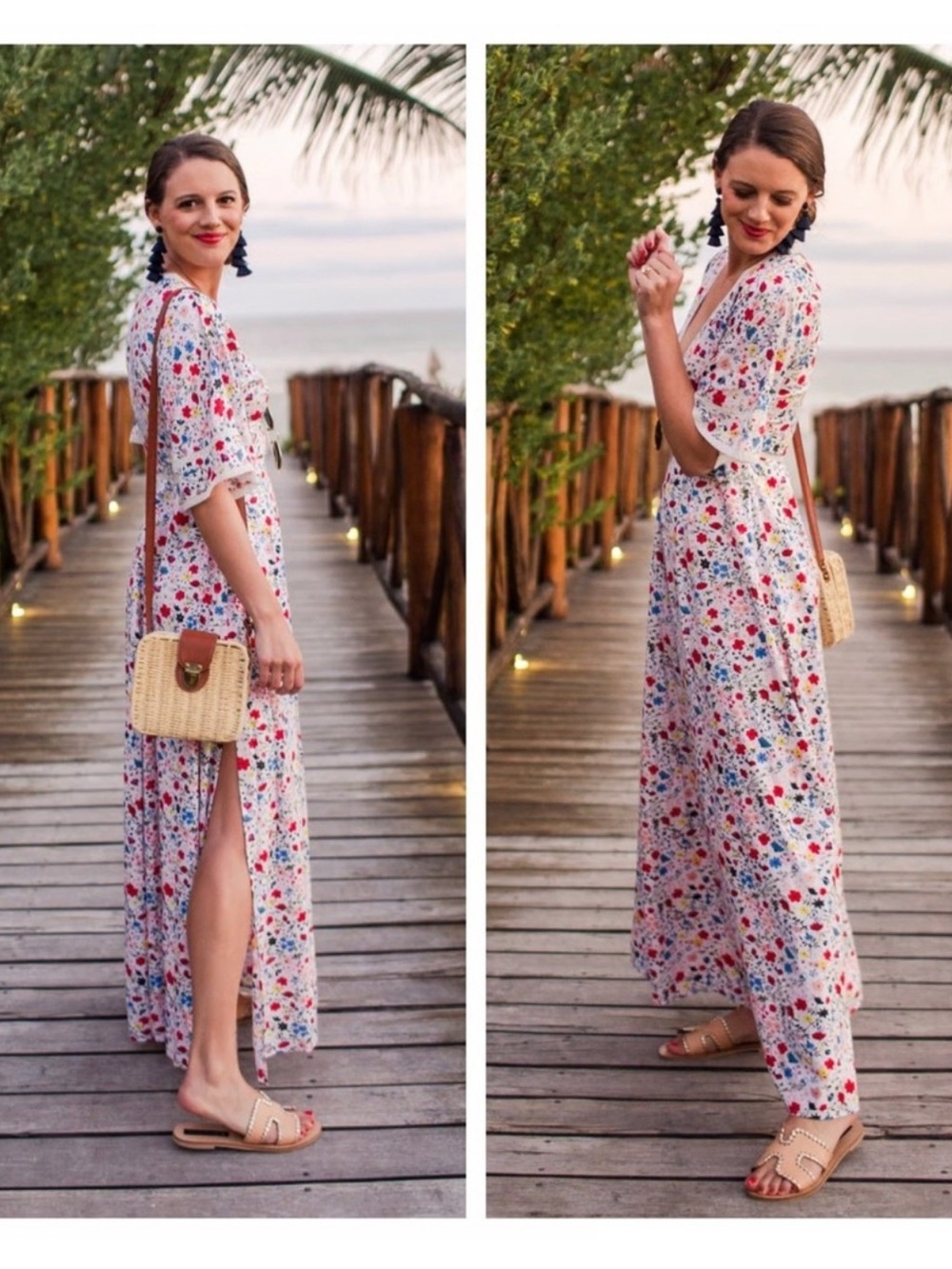 Kos resort V Neck Maxi Dress In Floral size s